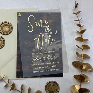Save the Date mit Foto - Elegante Hochzeitseinladungen in Roségold & Pergament-Designkarten für unvergessliche Ankündigungen