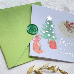 Custom Christmas Card | Personalized Foil-Pressed Design with Handmade Envelope | Available in Gold foil, Rose Gold foil, and Silver foil