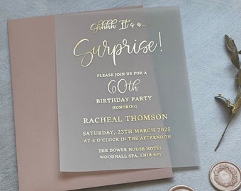60th Birthday Invitation | Surprise Party with Gold & Rose Gold Foil | Elegant Personalized Celebration Invite