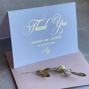 Pack de cartes de remerciement blanches personnalisées, carte de remerciement de mariage, argent, or, feuille d'or rose
