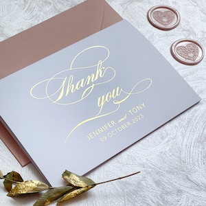 Cartes de remerciement de mariage, paquet de cartes de remerciement élégantes, cartes de remerciement personnalisées pliées