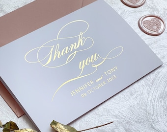 Wedding Thank you cards, Elegant Thank you card pack, Folded Personalised thank you cards