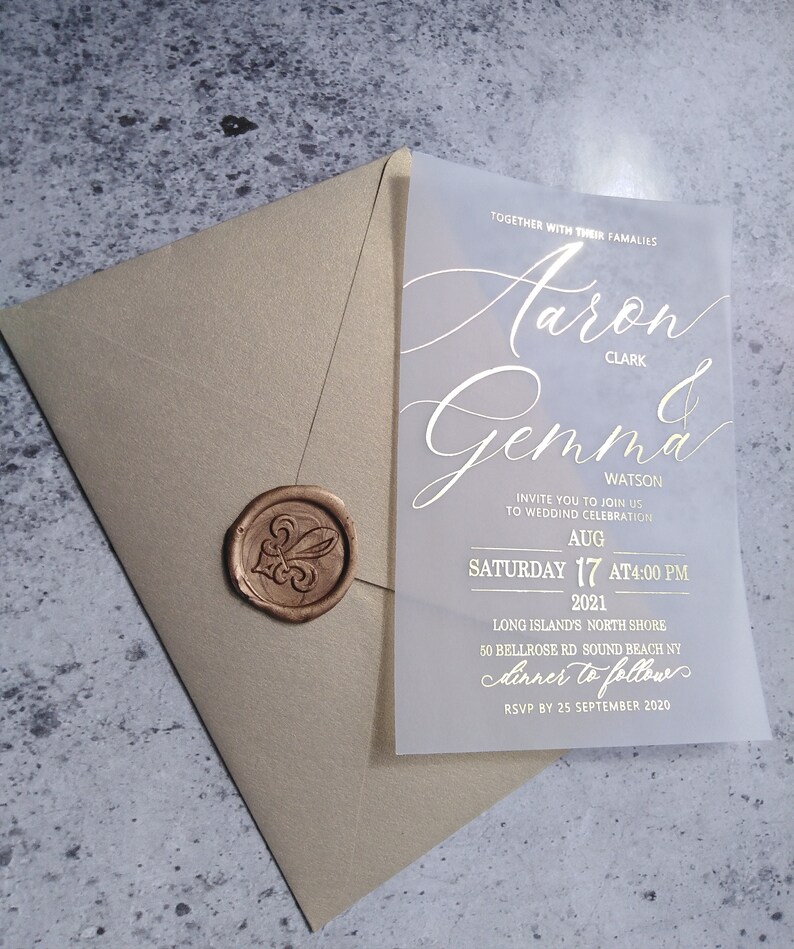 Vellum Foil Wedding Invitations Etsy