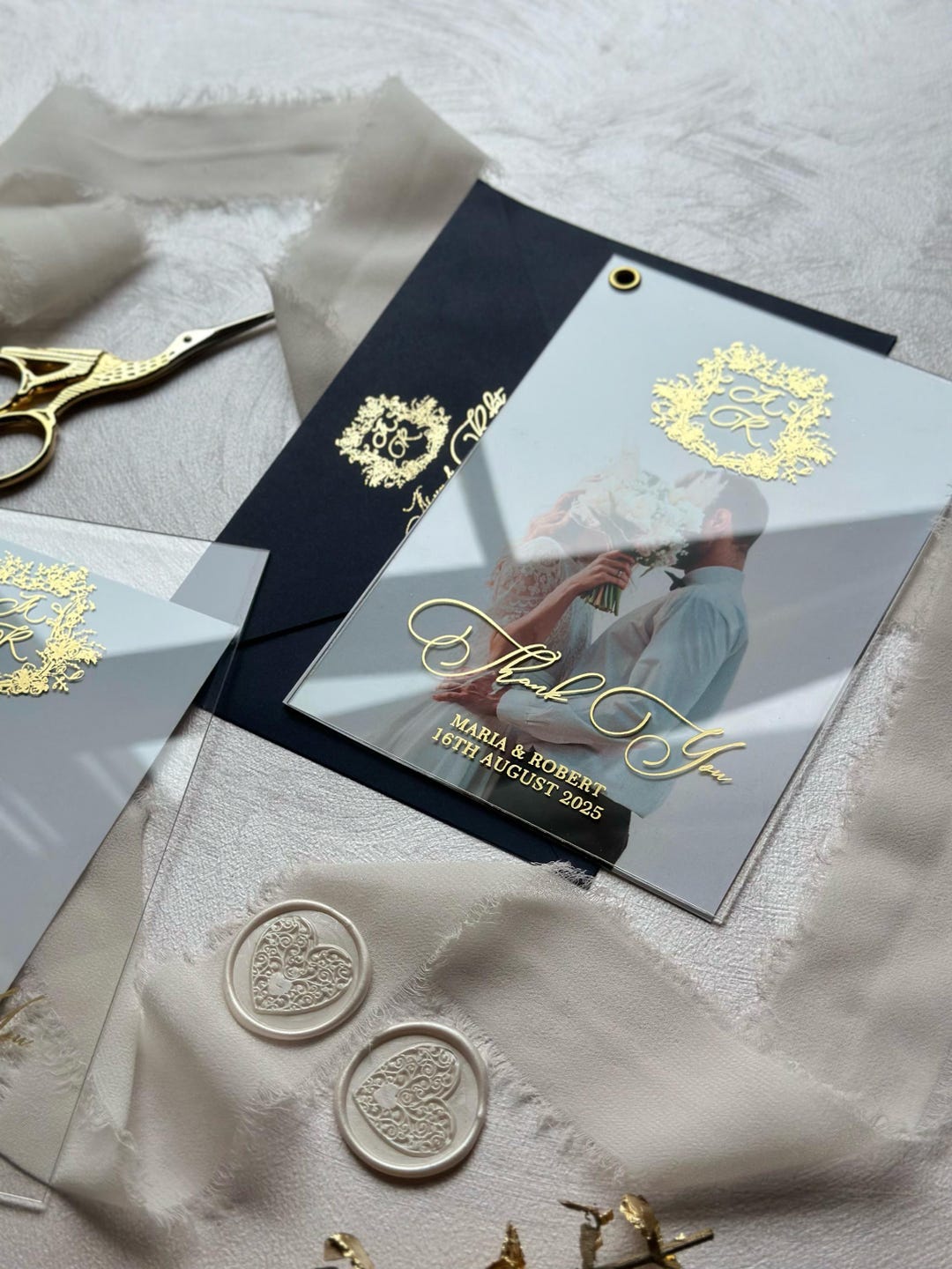 Wedding Acrylic Thank You Card, Photo Thank You Cards With