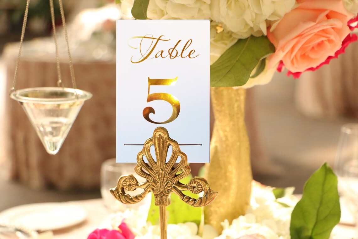 Wedding Table Numbers . Gold Foil. Table Numbers Cards Size A6 Etsy