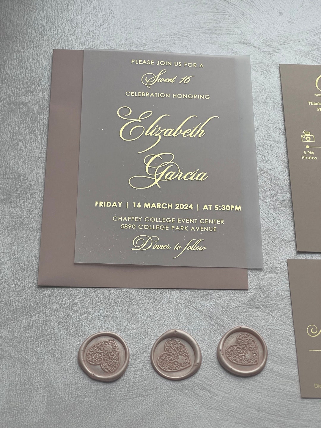 Vellum Sweet 16 Invitation, Personalized 16th Birthday Invitations With