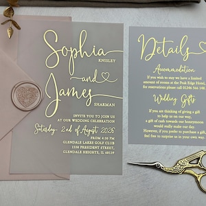 Foil Vellum Wedding Invitations | Elegant Custom Design, Card & Envelopes, Unique Wedding Stationery