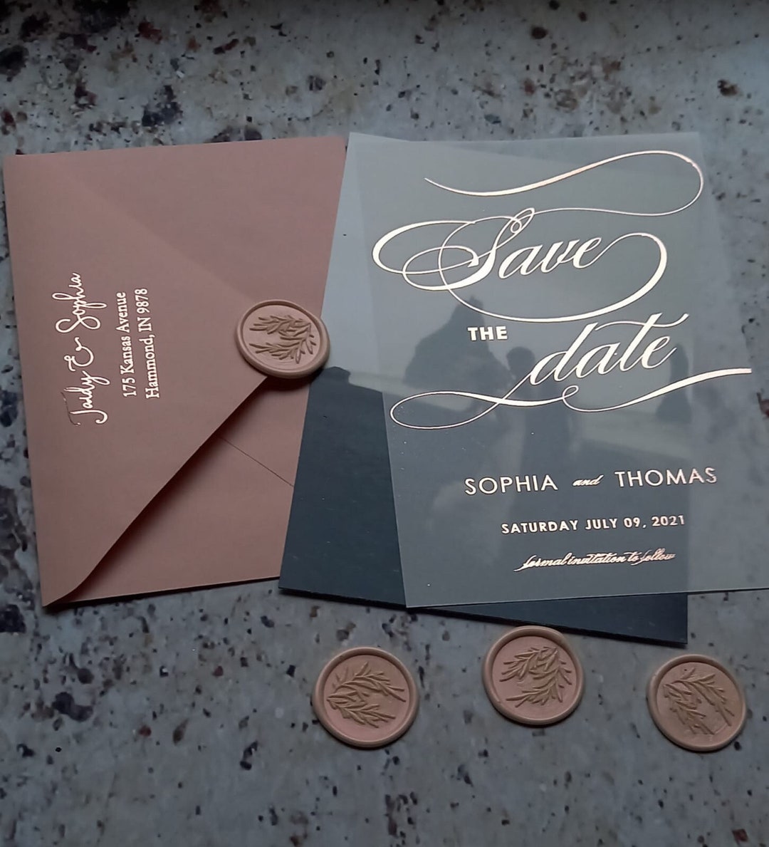 Elegant Vellum Save the Date Cards , Photo Wedding Save the Date. Rose