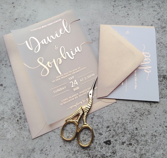 5x7 Foiled Vellum Wedding Invitations 