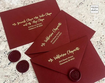 Foiled recipient and return address printing on RSVP or Main Envelope