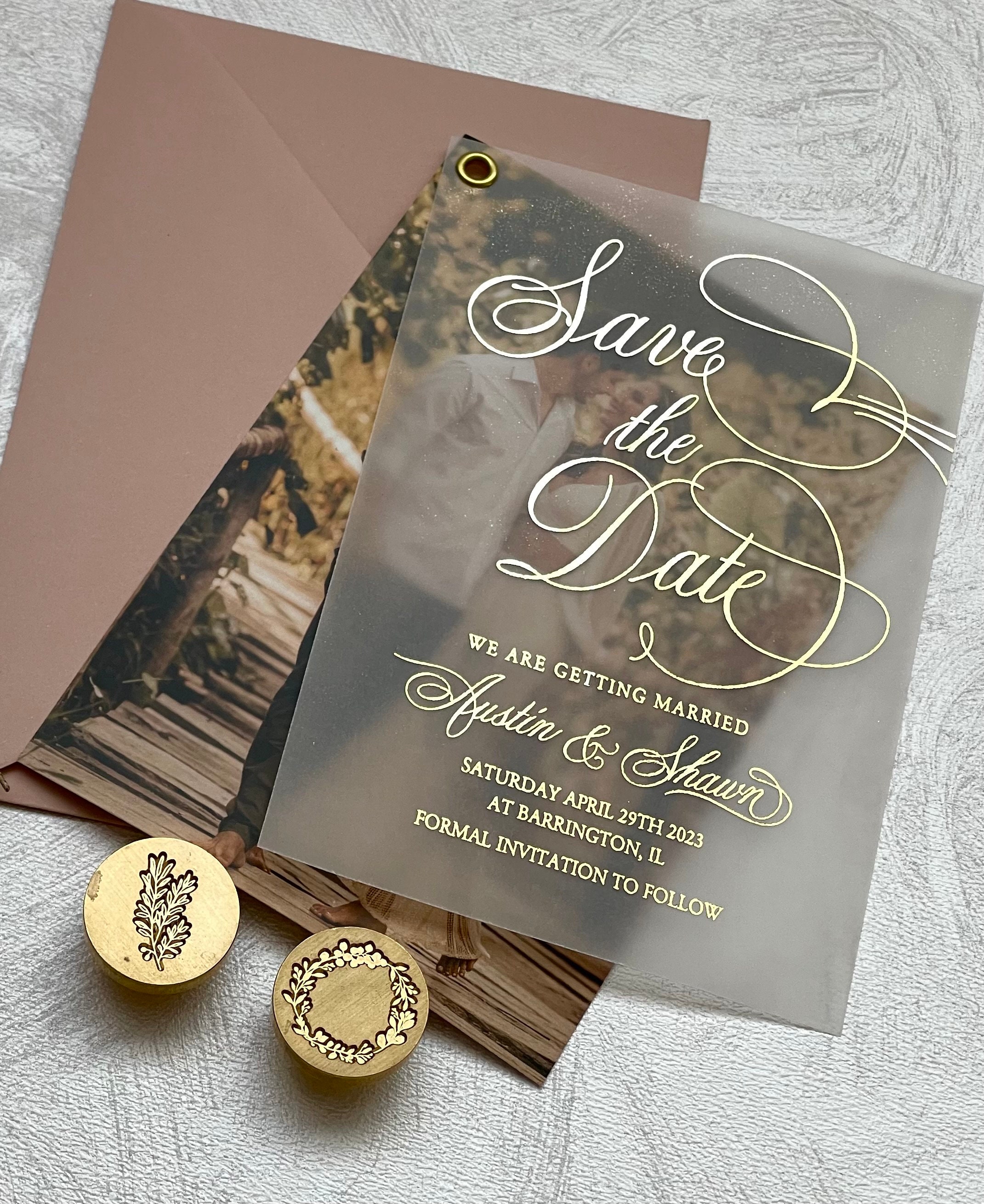 Stepping Into Rose Gold SAVE THE DATE Card, Any Age, Rose Gold