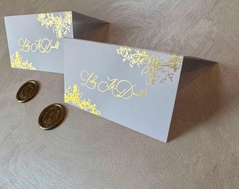 Foil Wedding Place Cards: Personalized Reserved Table Sign