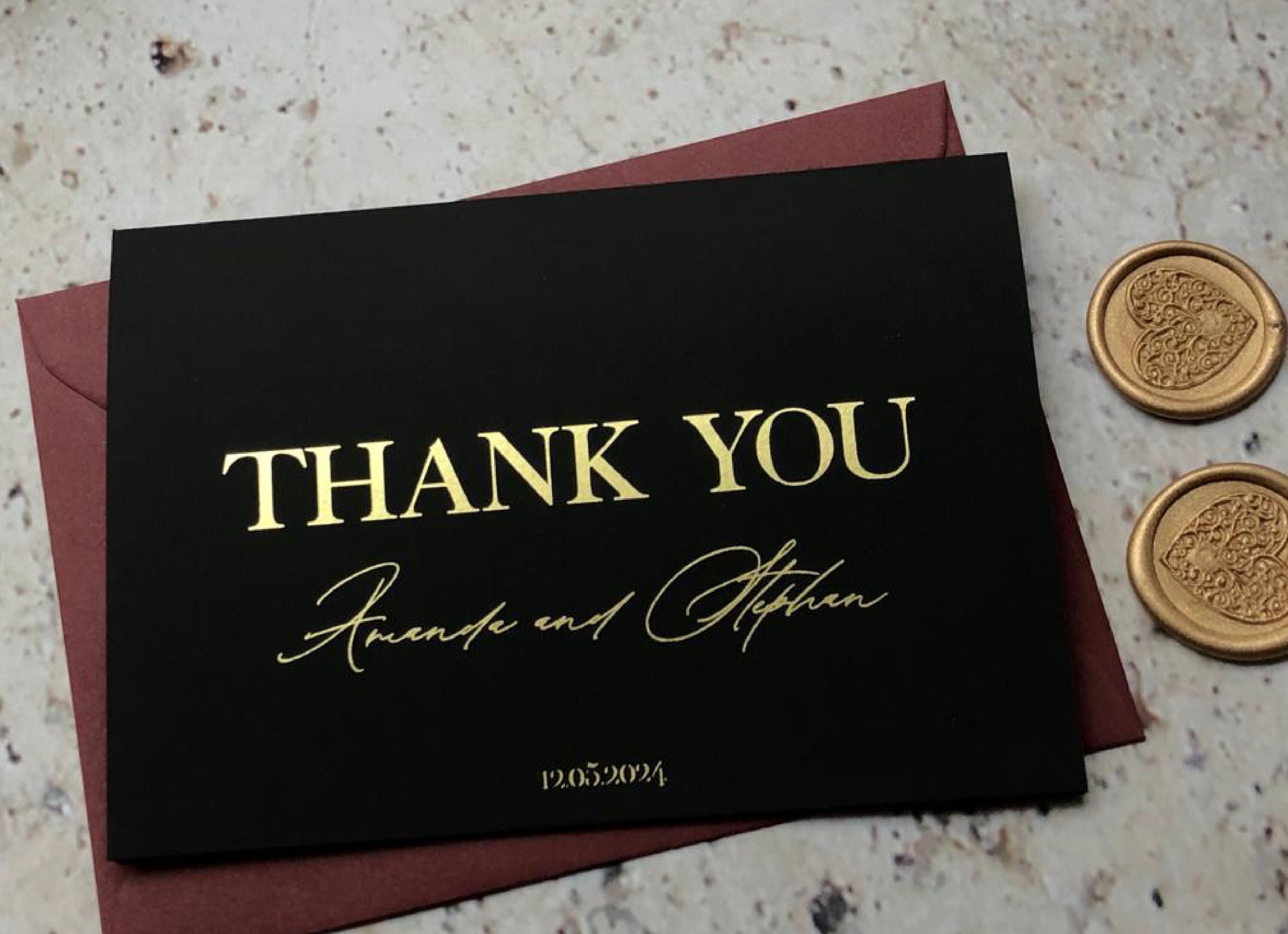 Gold Foil Folded Note Card Thank You Card With Envelopes Foil