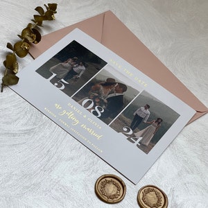 Benutzerdefinierte Save the Date mit Foto, moderne Save the Date-Karten mit Umschlägen und Folienbeschriftung, Speichern Sie unsere Daten für die Hochzeit, personalisierte Karten