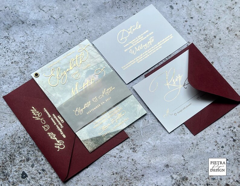 Elegant Photo Foil Vellum Wedding Invitations. Rose Gold Etsy