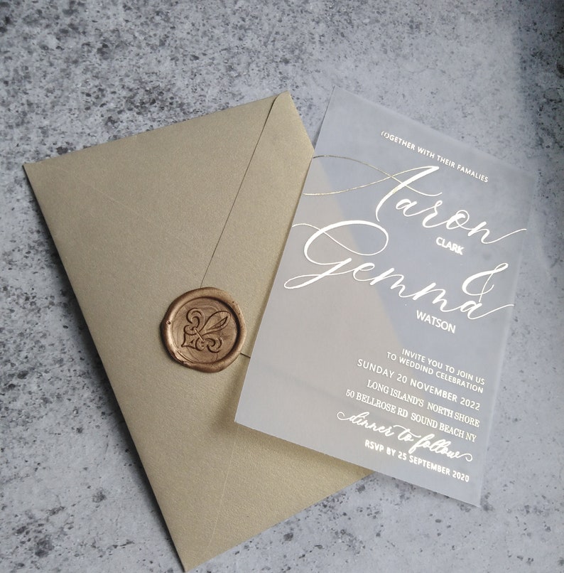 Vellum Foil Wedding Invitations Etsy