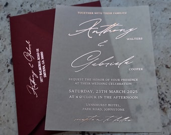 Vellum Wedding Invitations Kit , rose gold silver gold foil