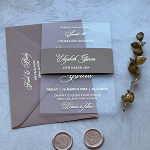 Personalized Sweet 16 invitation, Acrylic 16th Birthday Invitations with Gold, Silver, Rose Gold Foil