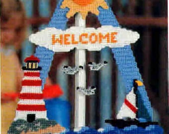 Sand, Surf & Sails Plastic Canvas Welcome Sign PDF