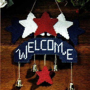 Star-Spangled Welcome Plastic Canvas Sign