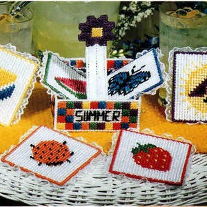 Summertime Stitching Plastic Canvas Coasters