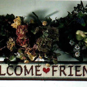 Welcome Friends Plastic Canvas Sign