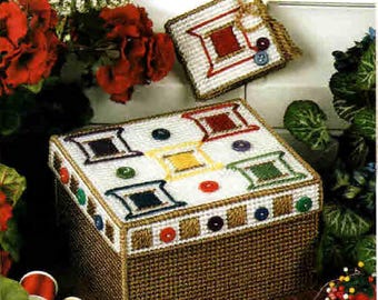 Spools & Buttons Plastic Canvas Box and Needle Case PDF