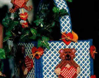 Country Hearts and Bears Plastic Canvas Basket and Plant Poke PDF