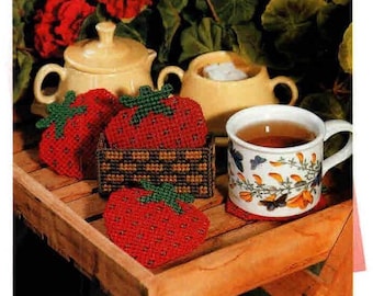 Strawberry Patch Plastic Canvas Coasters PDF
