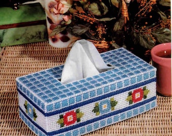 Flowers 'n' Checks Plastic Canvas Tissue Topper PDF