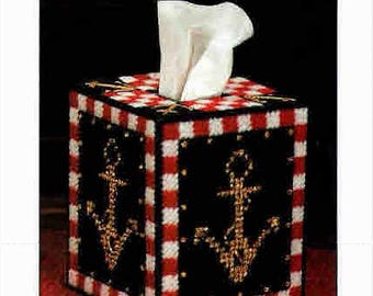Golden Anchors Plastic Canvas Tissue Topper PDF
