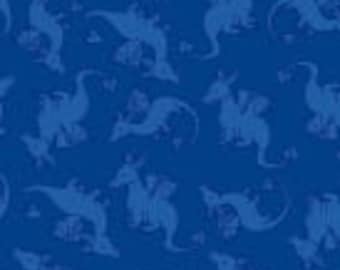 Blue Dragons Cotton Fabric: Fantasy Quilting, Sewing - By The Yard, Fat Quarter