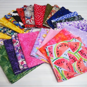 Remnant Bundles of 100% Cotton Fabrics NEW MIXES! for quilts, face masks, craft projects, doll-making, sewing, elastic