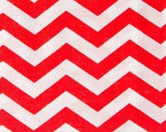 Red and White Chevron Fabric Fat Quarter: 100% Cotton