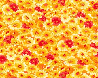 Flame-colored flowers 100% cotton fabric in Fat Quarters and By-The-Yard for quilts, sewing projects, crafts Oct revised