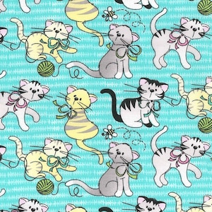 Cats and Kittens 100% cotton fabrics in Fat Quarters and By-The-Yard for quilts, sewing projects, crafts pets multi