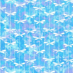 Dragonfly Fabric: Blue Cotton Quilting Fabric - By The Yard/Fat Quarter