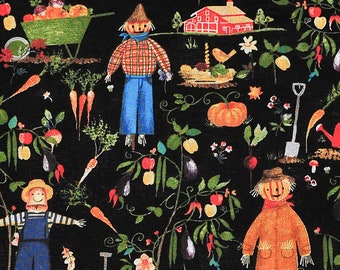 One Super cute Scarecrows scare crow harvest autumn pumpkin fence 100/% cotton quilting fabric. pre-cut FAT Quarter 1