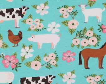 Fence Cotton Nursery Flannel Fabric Coral Crafts Gray Whimsy Animals Sheep for Quilting Nursery Flannel Fabric Teal Farm