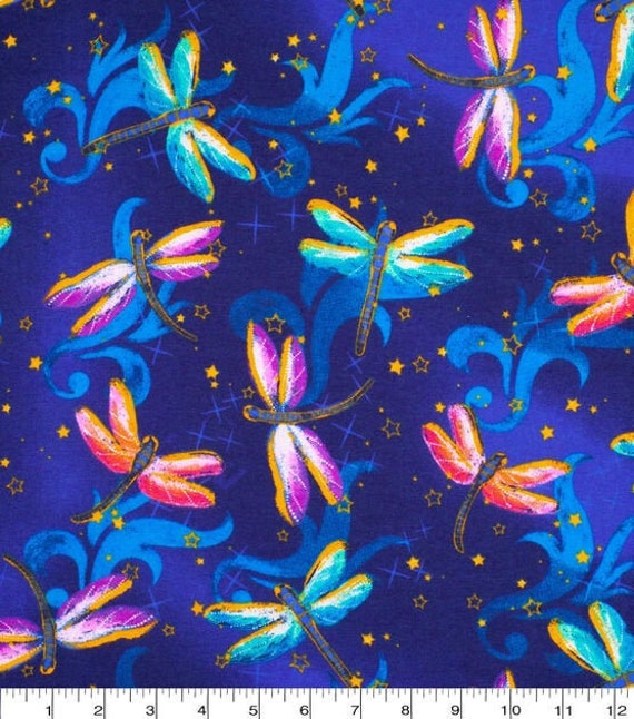 Dragonflies on Blue 100 Cotton Super Snuggle Flannel Fabric Etsy
