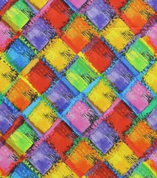 Rainbow Bright Large Patchwork 100% cotton fabric in Fat Quarters and By-The-Yard for quilts, sewing projects, crafts revised