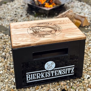 Bierkistensitz - personalisiert - handgemacht - Gravur - Bier - Männer - Geschenke - Vatertag - Angeln