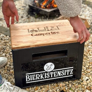 Bierkistensitz - personalisiert - handgemacht - Gravur - Bier - Männer - Geschenke - Vatertag - camping