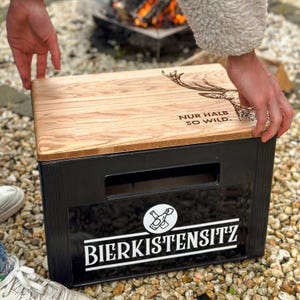 Bierkistensitz - handgemacht - Gravur - Bier - Männer - Geschenke - Vatertag -  halb so wild