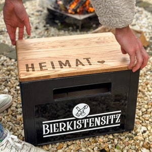 Bierkistensitz - handgemacht - Gravur - Bier - Männer - Geschenke - Vatertag -  Heimat
