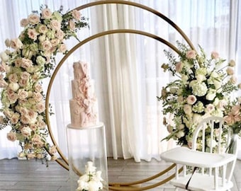 Double Сircle Wedding arch Wedding Round arch Ceremony Wedding Arch decor Gold colour metal arch Outdoor Wedding Arch