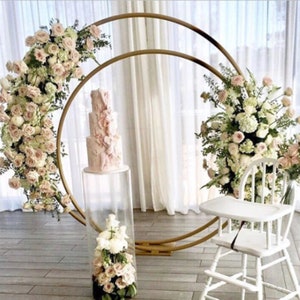 Double Сircle Wedding arch Wedding Round arch Ceremony Wedding Arch decor Gold colour metal arch Outdoor Wedding Arch