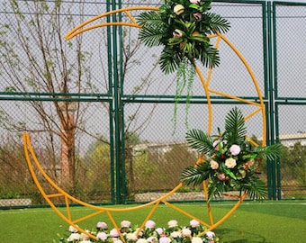 Mond-Hochzeitsbogen Hochzeitszeremonie-Hochzeits-Bogendekor Goldfarbe Metallbogen Outdoor-Hochzeits-Bogen