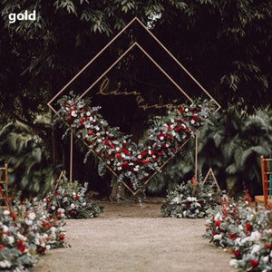 Diamond Wedding iron arch Wedding geometry arch Ceremony Wedding Arch decor Gold colour metal arch floral veil Wedding Arch wedding backdrop