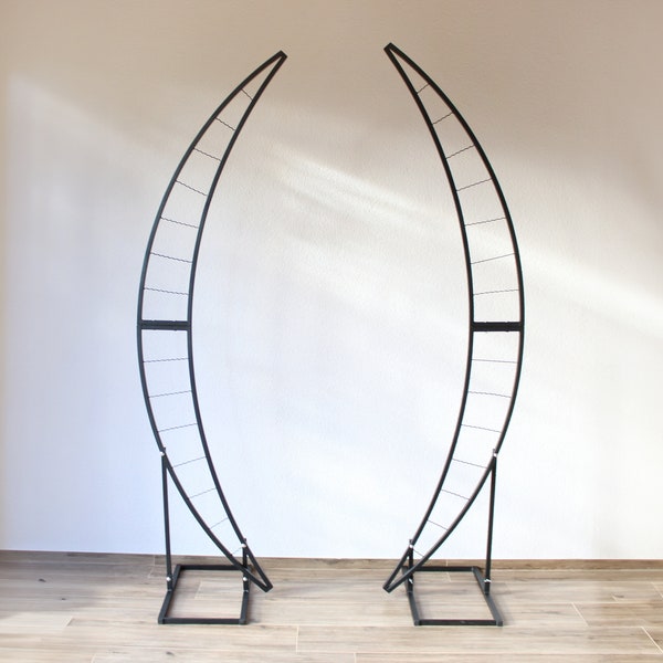 2 in 1 Metal Wedding stands Wedding decoration Ceremony Wedding Arch decor Black color metal arch Outdoor Wedding Arch Moon arch